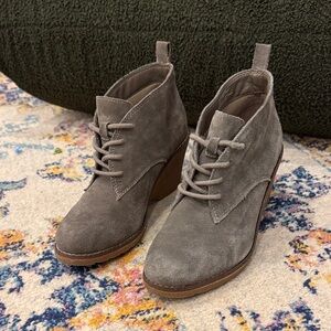 White Mountain Taupe Suede Lace-Up Ankle Booties